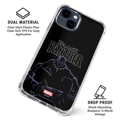 Marvel Black Panther Night Time Watch iPhone 15 Clear Case